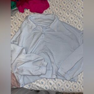 aerie cropped button up sweatshirt